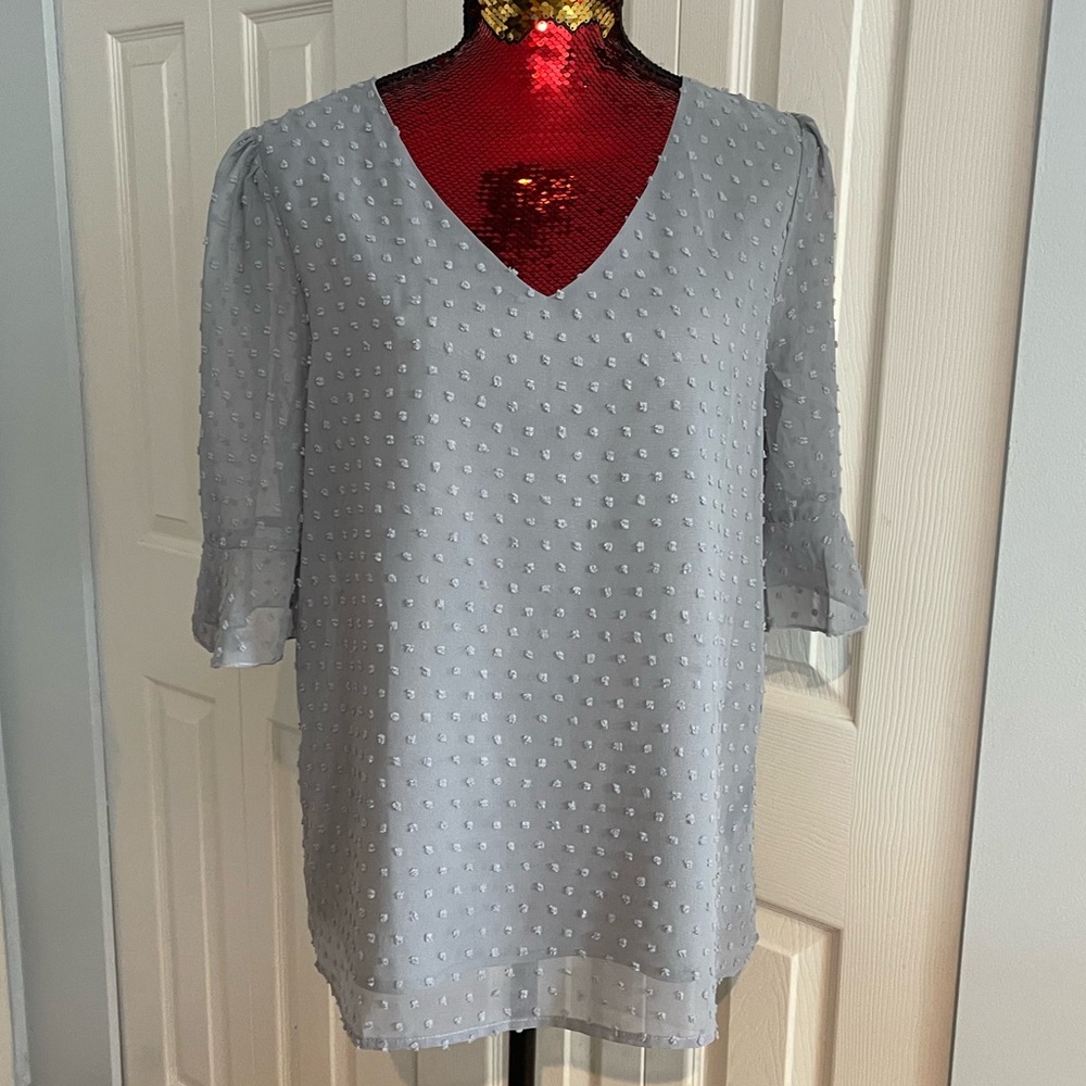 Grey polka dot blouse